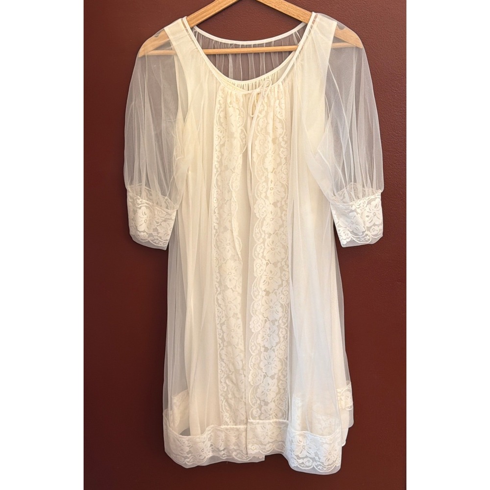 Vintage Movie Star Nightgown Peignoir Robe Set Ethereal Coquette Angelcore